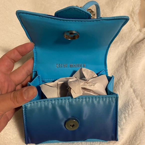 NWT Stave Madden BDORAA Turquoise Micro Mini Silver Chain Bag - Picture 7 of 11